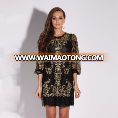 Women Lace Half Sleeve Casual Summer Dress